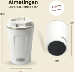 LaCardia Koffiebeker To Go Premium Wit – Thermosbeker – Theebeker – 380ML – Herbruikbaar -Huishoudelijk Serviesgoed 1200x1171 12