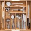 Gadgy Uitschuifbare Bestekbak - Uitschuifbare Bestekcassette Hout - Besteklade - Ladeverdeler - 6/8 Vakken - Bamboe