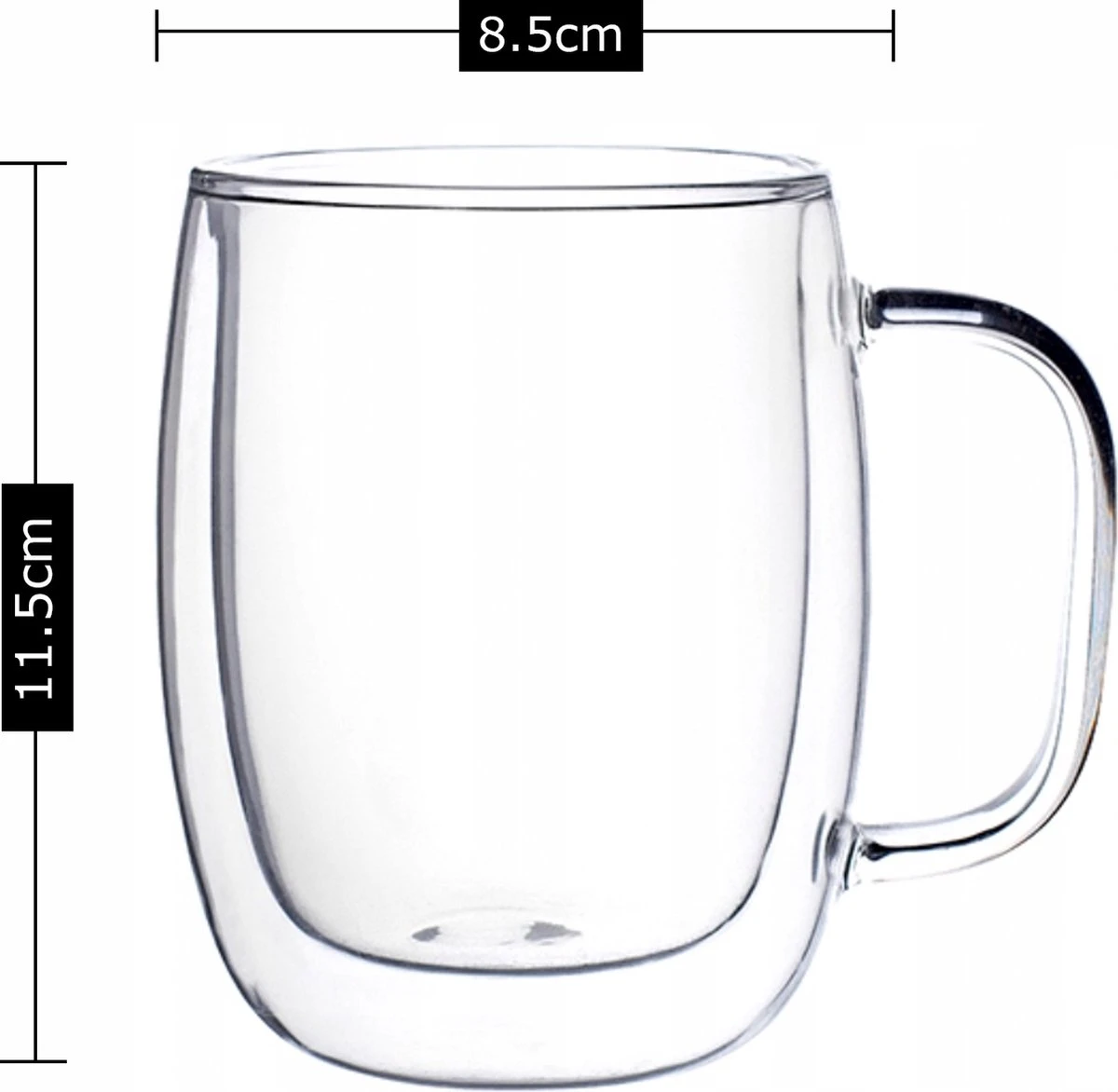 Luxe Latte Macchiato Glazen Met Oor - Dubbelwandige Koffieglazen - Cappuccino Glazen - 400 ML - 2x 4 Luxe Latte Macchiato Glazen Met Oor - Dubbelwandige Koffieglazen - Cappuccino Glazen - 400 ML - 2x - Afbeelding 4