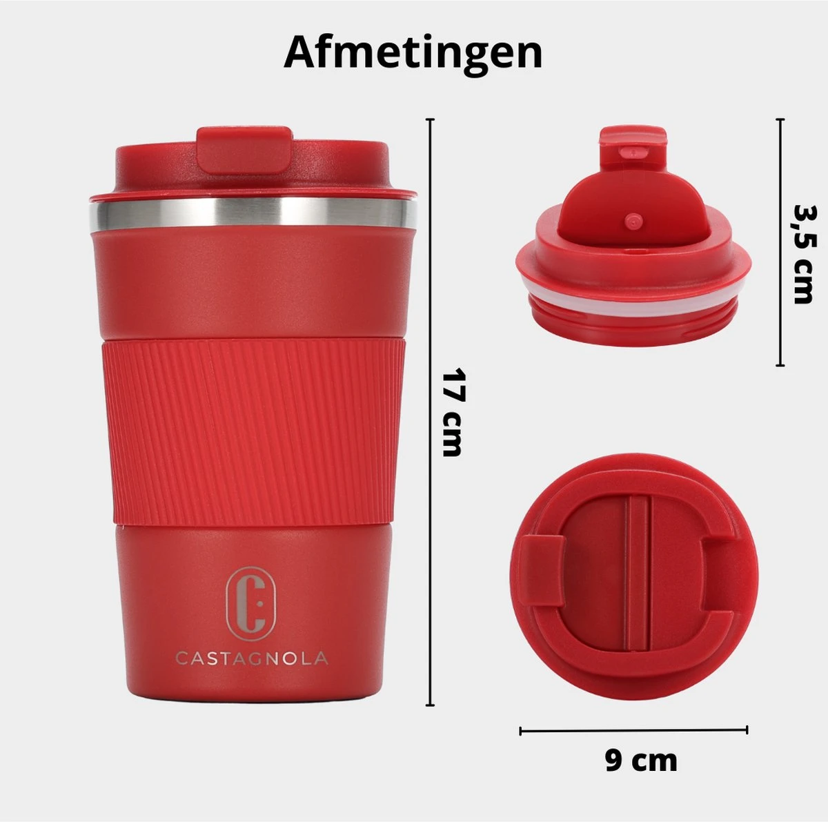 Castagnola Design RVS Koffiebeker To Go - Rood - 380ml - Thermosbeker - Theebeker 6 Castagnola Design RVS Koffiebeker To Go - Rood - 380ml - Thermosbeker - Theebeker - Afbeelding 6