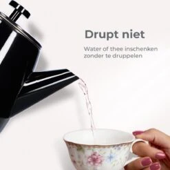 Vaja® Theepot Juliette Met Filter - Dubbelwandig -Theekan 1.0L - Glimmend Zwart -Huishoudelijk Serviesgoed 1200x1194 14