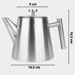Castagnola Theepot Met Filter – Theekan – Theepot Dubbelwandig – Theepot Roestvrijstaal – Hoogwaardig RVS – 1 Liter – 5 Kopjes Thee – Zilver -Huishoudelijk Serviesgoed 1200x1195 30