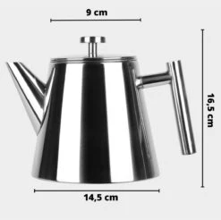 Castagnola Theepot Met Filter – Theekan – Theepot Dubbelwandig – Theepot Roestvrijstaal – Hoogwaardig RVS – 1 Liter – 5 Kopjes Thee – Zilver Glans -Huishoudelijk Serviesgoed 1200x1195 36