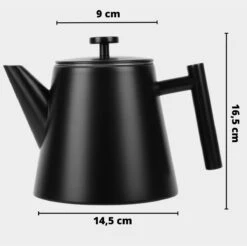 Castagnola Theepot Met Filter – Theekan – Theepot Dubbelwandig – Theepot Roestvrijstaal – Hoogwaardig RVS – 1 Liter – 5 Kopjes Thee – Zwart -Huishoudelijk Serviesgoed 1200x1195 42