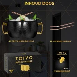 Toivo Moscow Mule Bekers Deluxe 2 Stuks - Zwart - Inclusief RVS Rietjes - 500 Ml - Cocktailglas - Bekers -Huishoudelijk Serviesgoed 1200x1198 16