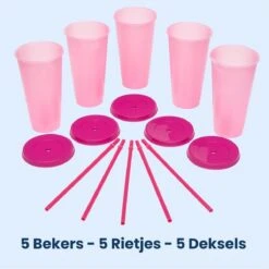 Herbruikbare Bekers Met Rietje En Deksel Van Plastic – Starbucks Design – Drinkbekers Met Rietje – Kleur Veranderende Beker – 5 Pack -Huishoudelijk Serviesgoed 1200x1198 28