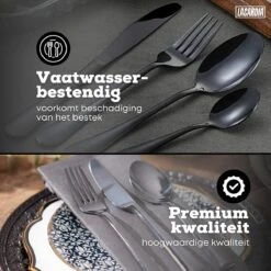 LaCardia Bestekset Glans Zwart – 24-delig Bestek – 6 Persoons – Bestek Zwart Voor 6 Personen -Huishoudelijk Serviesgoed 1200x1200 100