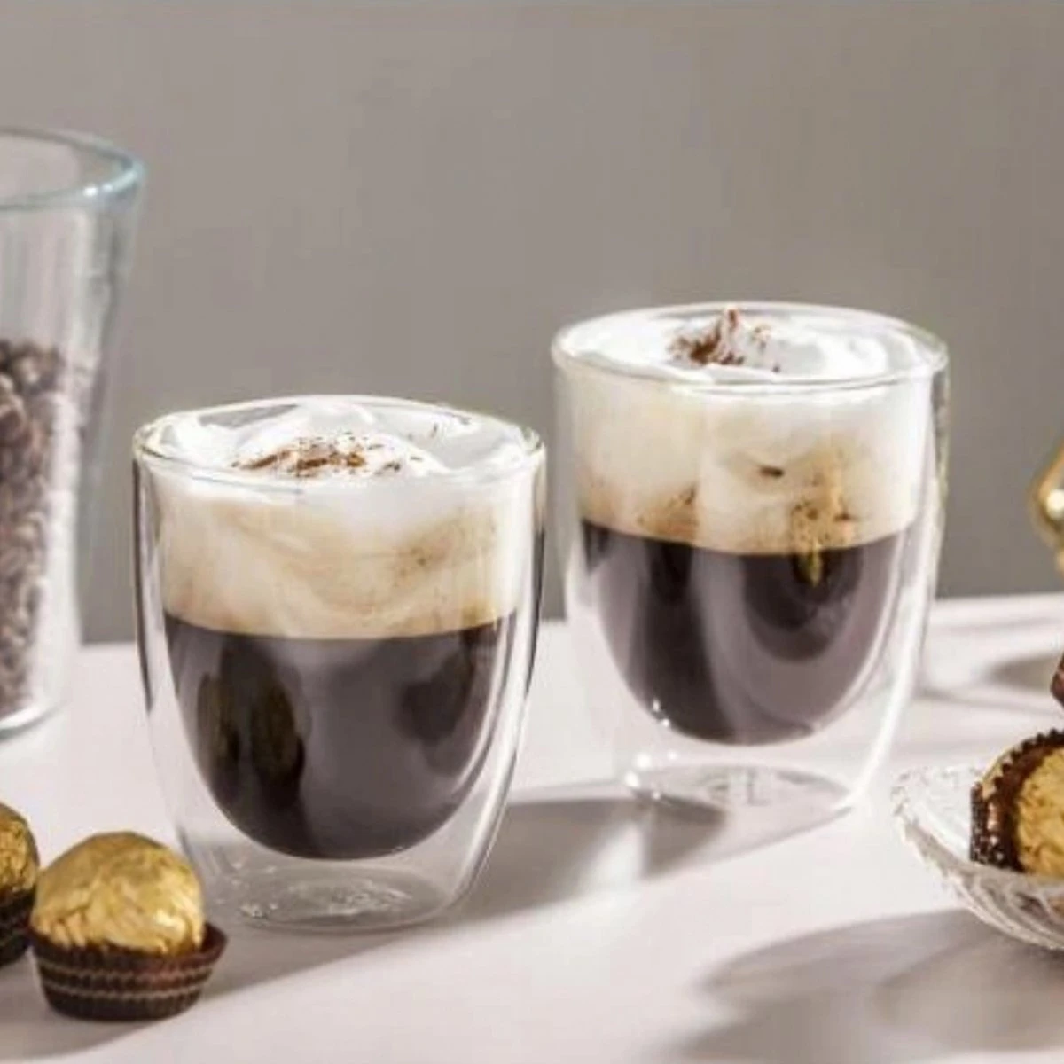 Dubbelwandige Koffieglazen - Cappuccino Glazen - Dubbelwandige Theeglazen - 300ML - 4x - Gratis Lepels 2 Dubbelwandige Koffieglazen - Cappuccino Glazen - Dubbelwandige Theeglazen - 300ML - 4x - Gratis Lepels - Afbeelding 2