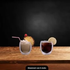 GLAEZ® Dubbelwandige Theeglazen - Set Van 6 Glazen - Latte Macchiato Koffieglazen - Koffiekopjes/Theeglazen - Koffieglas Handgeblazen - Dubbelwandig Koffieglazen - Vaatwasserbestendig - Topcadeaus - Cadeau Voor Haar - 250 Ml - Set Van 6 Glazen -Huishoudelijk Serviesgoed 1200x1200 1006