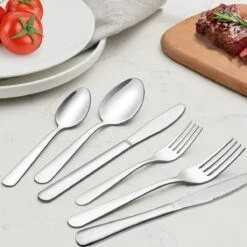 Perow 8 Persoons Bestekset - 48 Delig - 18/10 Edelstaal - Lepels, Messen, Vorken & Steakmessen - Vaatwasser Bestendig - Zilver -Huishoudelijk Serviesgoed 1200x1200 107