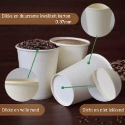 Drinkbeker Wit - Koffiebeker - Kartonnen Beker - 265ml - 100 Stuks - Wegwerpbeker - Papieren Beker - To-Go -Huishoudelijk Serviesgoed 1200x1200 1102