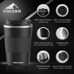 Volcan RVS Koffiebeker To Go Met Sleeve - Thermosbeker - Theebeker - Coffee - Zwart -Huishoudelijk Serviesgoed 1200x1200 1121
