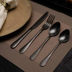 OEC Kitchen Bestekset 36-delig - Zwart - 6 Persoons - Steakmessen - Messen - Vorken - Lepels - RVS -Huishoudelijk Serviesgoed 1200x1200 121