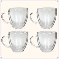 OTIX Dubbelwandige Koffieglazen - Koffiekopjes - 180 Ml - Set Van 4 - Transparant - Latte Macchiato Glazen -Huishoudelijk Serviesgoed 1200x1200 1213