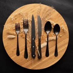 OEC Kitchen Bestekset 36-delig - Zwart - 6 Persoons - Steakmessen - Messen - Vorken - Lepels - RVS -Huishoudelijk Serviesgoed 1200x1200 122