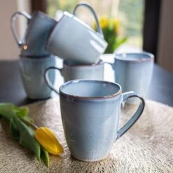 Koffiekopjes - Cappuccino Kop - Theemok - Koffiebeker - Blauw - 320ml - Set Van 6 -Huishoudelijk Serviesgoed 1200x1200 1237