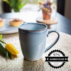 Koffiekopjes - Cappuccino Kop - Theemok - Koffiebeker - Blauw - 320ml - Set Van 6 -Huishoudelijk Serviesgoed 1200x1200 1239