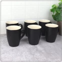 OTIX Koffiekopjes - Met Oor - Set Van 6 - Theekoppen - 340ml - Zwart - Keramiek -Huishoudelijk Serviesgoed 1200x1200 1275