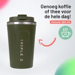 Triple J® Koffiebeker To Go - Thermosbeker - BPA & Lekvrij - 380ml - Groen -Huishoudelijk Serviesgoed 1200x1200 1346