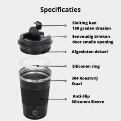 Castagnola Design RVS Koffiebeker To Go - Zwart - 380ml - Thermosbeker - Theebeker -Huishoudelijk Serviesgoed 1200x1200 1352