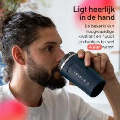 Triple J® Koffiebeker To Go - Thermosbeker - BPA & Lekvrij - 380ml - Blauw -Huishoudelijk Serviesgoed 1200x1200 1358