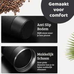 Mmoods Thermosbeker Voor Koffie En Thee 380ml - Koffiebeker To Go - Reisbeker Voor Auto - Herbruikbare Drinkfes Voor Warme En Koude Dranken - Ecologische Thermoskan Zwart Geschenk -Huishoudelijk Serviesgoed 1200x1200 1397