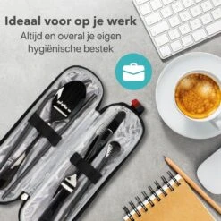 Damster Reisbestek - Verbeterde Versie - Meeneem Bestek Rvs - Reis Bestekset To Go - Incl. Herbruikbare Rietjes - Eenpersoons - Achtdelig - Zwart -Huishoudelijk Serviesgoed 1200x1200 141