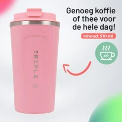 Triple J® Koffiebeker To Go - Thermosbeker - BPA & Lekvrij - 510ml - Roze -Huishoudelijk Serviesgoed 1200x1200 1417