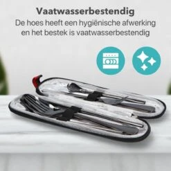 Damster Reisbestek - Verbeterde Versie - Meeneem Bestek Rvs - Reis Bestekset To Go - Incl. Herbruikbare Rietjes - Eenpersoons - Achtdelig - Zwart -Huishoudelijk Serviesgoed 1200x1200 142