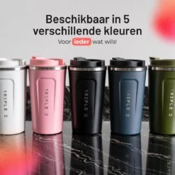 Triple J® Koffiebeker To Go - Thermosbeker - BPA & Lekvrij - 510ml - Roze -Huishoudelijk Serviesgoed 1200x1200 1422