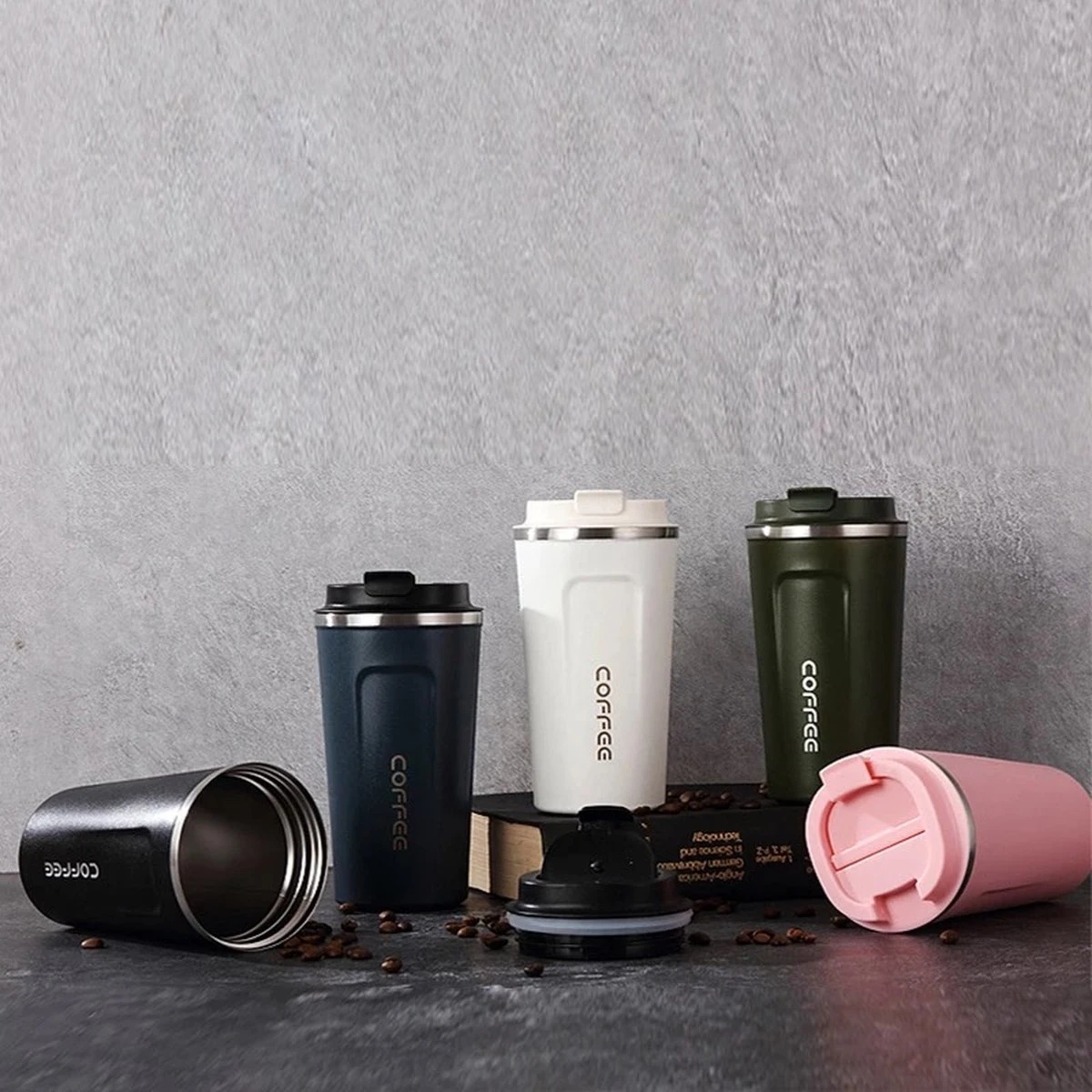 Koffiebeker To Go - RVS Thermosbeker - Drinkfles - Herbruikbare Koffiebeker - 500 Ml - Wit 9 Koffiebeker To Go - RVS Thermosbeker - Drinkfles - Herbruikbare Koffiebeker - 500 Ml - Wit - Afbeelding 9