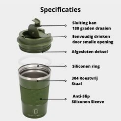 Castagnola Design RVS Koffiebeker To Go - Groen - 380ml - Thermosbeker - Theebeker -Huishoudelijk Serviesgoed 1200x1200 1512