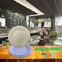 Onbreekbare Borden Van 25 Cm, 6-delige Set, Herbruikbare Platte Borden Met Luffas-afwasborstels, Eetborden, Kunststof, Licht Voor Feestjes, Kamperen, BBQ/pizza, Magnetronbestendig, Vaatwasmachinebestendig, BPA-vrij (veelkleurig) -Huishoudelijk Serviesgoed 1200x1200 1531