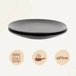 Orange85 Bordenset - Dinerbord - Borden - Plat - Set Van 6 - Mat Zwart - Diameter 27cm - Aardewerk - Servies -Huishoudelijk Serviesgoed 1200x1200 1573