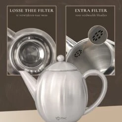 T&C Theepot Met Filter En Dubbelwandig - 1,2L - Matte Grijs -Huishoudelijk Serviesgoed 1200x1200 1612