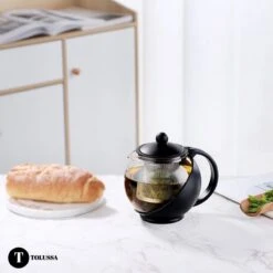 Tolussa Premium Theepot Glas Met Filter - 1.25L - Zwart - Isolerend - Lekt Niet -Huishoudelijk Serviesgoed 1200x1200 1622