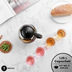 Tolussa Premium Theepot Glas Met Filter - 1.25L - Zwart - Isolerend - Lekt Niet -Huishoudelijk Serviesgoed 1200x1200 1625