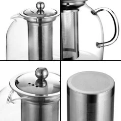 Monzana Theepot Glas - Met Theepotverwarmer – Voor 1,5 Liter RVS Zeef -Huishoudelijk Serviesgoed 1200x1200 1630