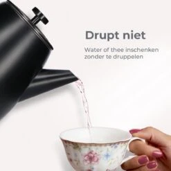Vaja® Camille Theepot Zwart Met Filter - 1 Liter - RVS - Dubbelwanding -Huishoudelijk Serviesgoed 1200x1200 1640