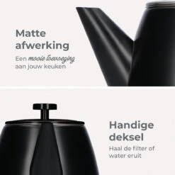 Vaja® Camille Theepot Zwart Met Filter - 1 Liter - RVS - Dubbelwanding -Huishoudelijk Serviesgoed 1200x1200 1641