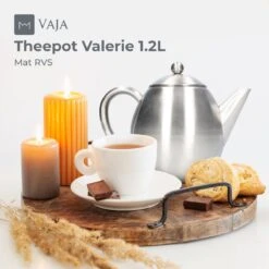 Vaja Valerie - Theepot Met Filter - Dubbelwandig - RVS - 1.2L -Huishoudelijk Serviesgoed 1200x1200 1649