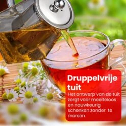 Procidi® Glazen Theepot Met Filter - Theekan Met Infuser - Dubbelwandig Borosilicaat Glas - Thee Thermoskan - Koffiekan 750 ML - Teapot -Huishoudelijk Serviesgoed 1200x1200 1684