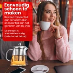 Procidi® Glazen Theepot Met Filter - Theekan Met Infuser - Dubbelwandig Borosilicaat Glas - Thee Thermoskan - Koffiekan 750 ML - Teapot -Huishoudelijk Serviesgoed 1200x1200 1685