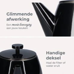Vaja® Theepot Juliette Met Filter - Dubbelwandig -Theekan 1.0L - Glimmend Zwart -Huishoudelijk Serviesgoed 1200x1200 1717