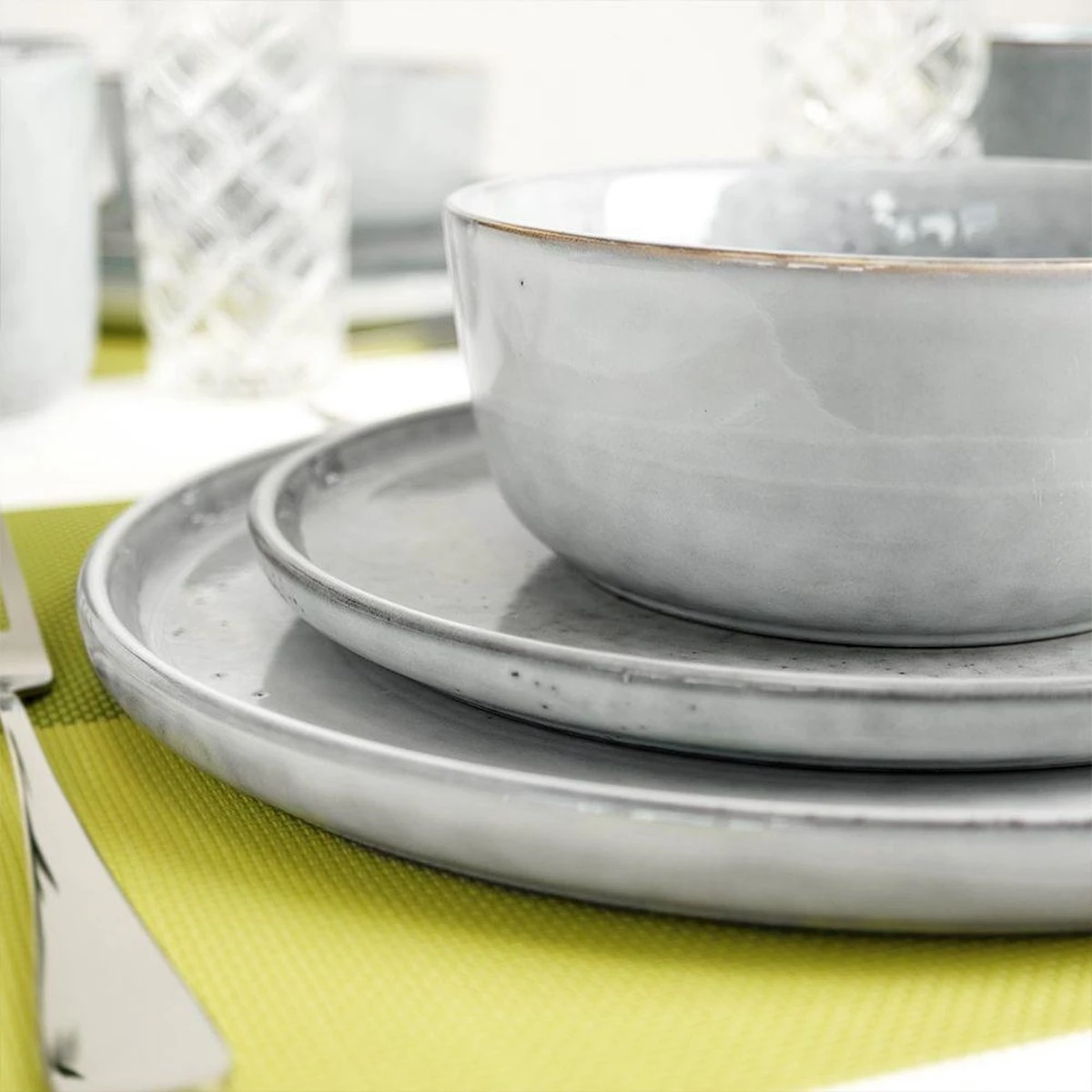 Excellent Serviesset - Servies - 16 Stuks - Aardewerk - Grijs 3 Excellent Serviesset - Servies - 16 Stuks - Aardewerk - Grijs - Afbeelding 3