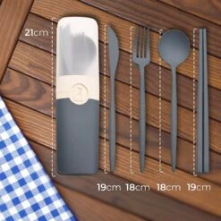 LDGoods Reisbestek Bestekset 5-delig Blauw - Meeneembestek - Meal Prep Bakjes Bestek - Kampeer Servies - Bestek To Go - Duurzaam Materiaal -Huishoudelijk Serviesgoed 1200x1200 176