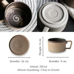 House Of Husk® Keramieke Kop En Schotel Set - Koffiekopjes - Theemokken - Koffiemokken - 250 Ml - Bruin Aardewerk -Huishoudelijk Serviesgoed 1200x1200 1796