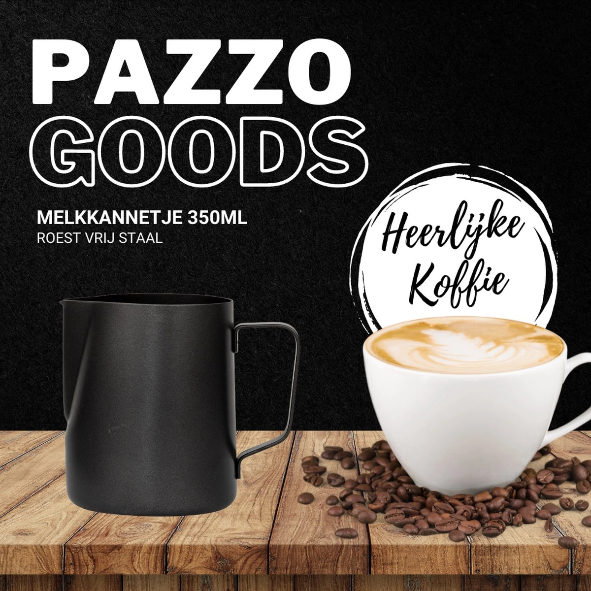 Merkloos Pazzo Goods - Melkkan - Melkkannetje Opschuim - Zwart - 350 Ml - Premium Kwaliteit - RVS - 5 Merkloos Pazzo Goods - Melkkan - Melkkannetje Opschuim - Zwart - 350 Ml - Premium Kwaliteit - RVS - - Afbeelding 5