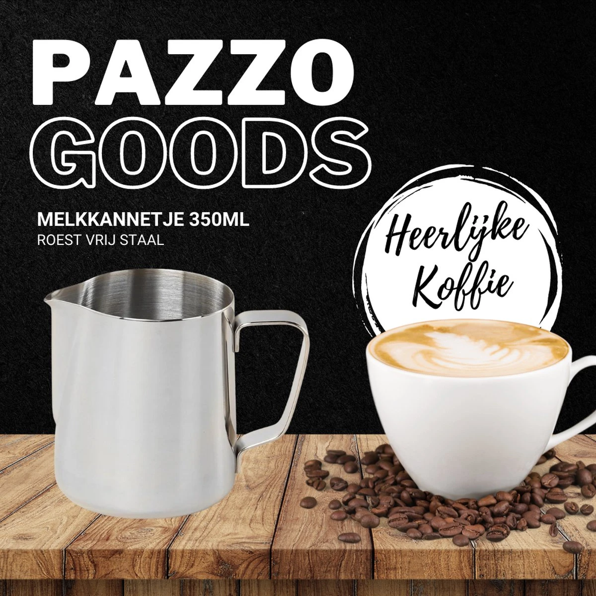 Merkloos Pazzo Goods - Melkkan - Melkkannetje Opschuim - Zilver - 350 Ml - Premium Kwaliteit - RVS - 3 Merkloos Pazzo Goods - Melkkan - Melkkannetje Opschuim - Zilver - 350 Ml - Premium Kwaliteit - RVS - - Afbeelding 3
