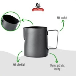 Krumble Melkkannetje 300ml / RVS Melkopschuimkan / Melkkan / Antraciet - Zwart -Huishoudelijk Serviesgoed 1200x1200 1823
